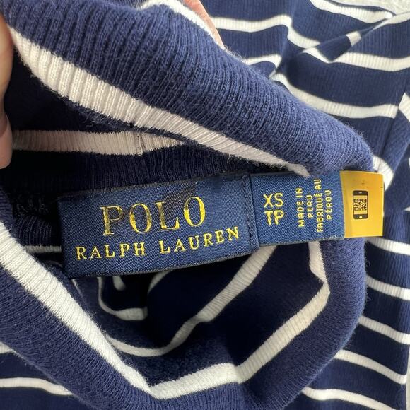 Polo Ralph Lauren XS Turtleneck Sweater Navy Striped Pullover Preppy Nautical - Picture 5 of 11